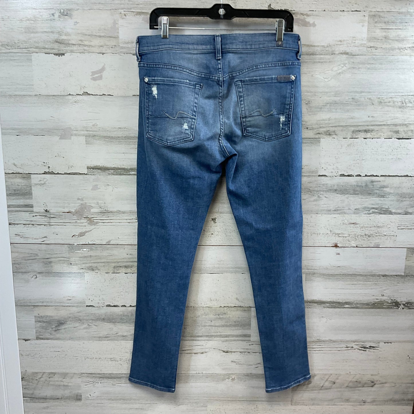 Jeans Skinny By 7 For All Mankind In Blue Denim, Size: 8