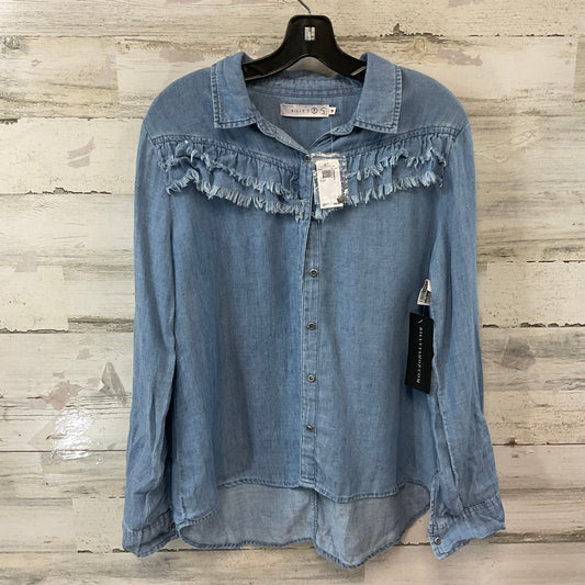 Blouse Long Sleeve By BILLY T In Blue Denim, Size: M