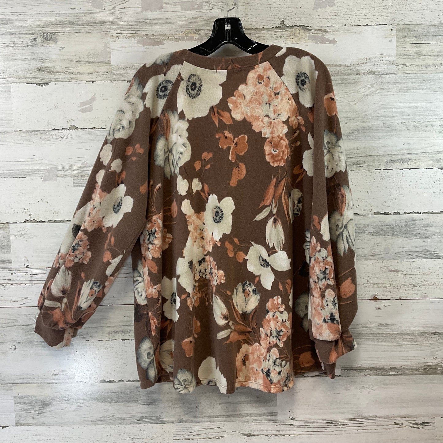 Top Long Sleeve By White Birch In Brown, Size: L