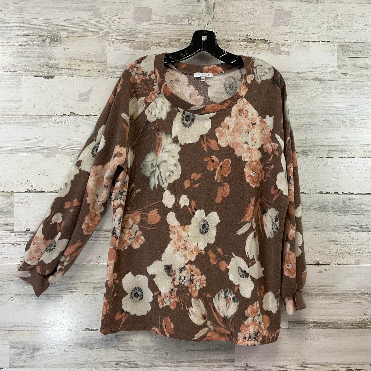 Top Long Sleeve By White Birch In Brown, Size: L