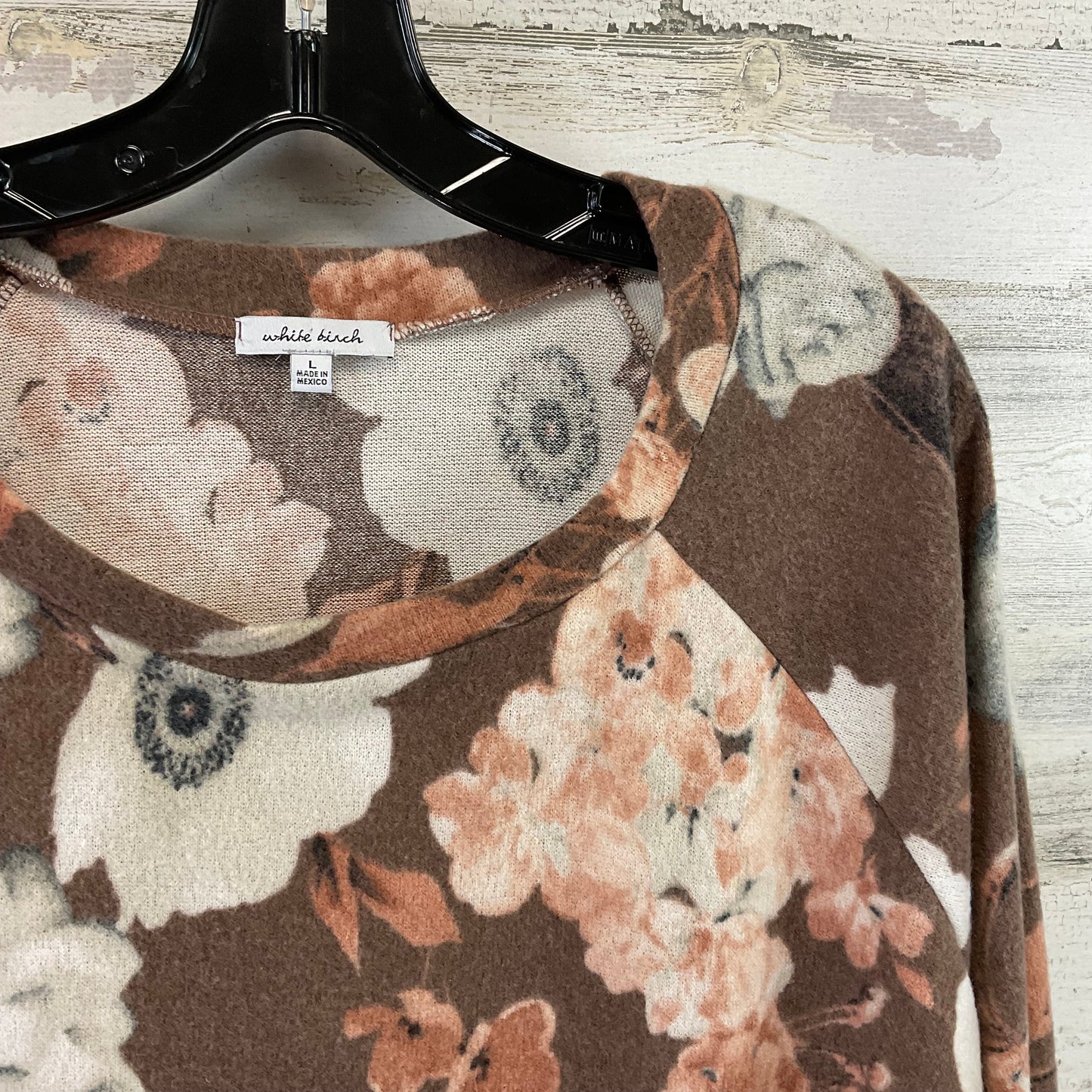 Top Long Sleeve By White Birch In Brown, Size: L