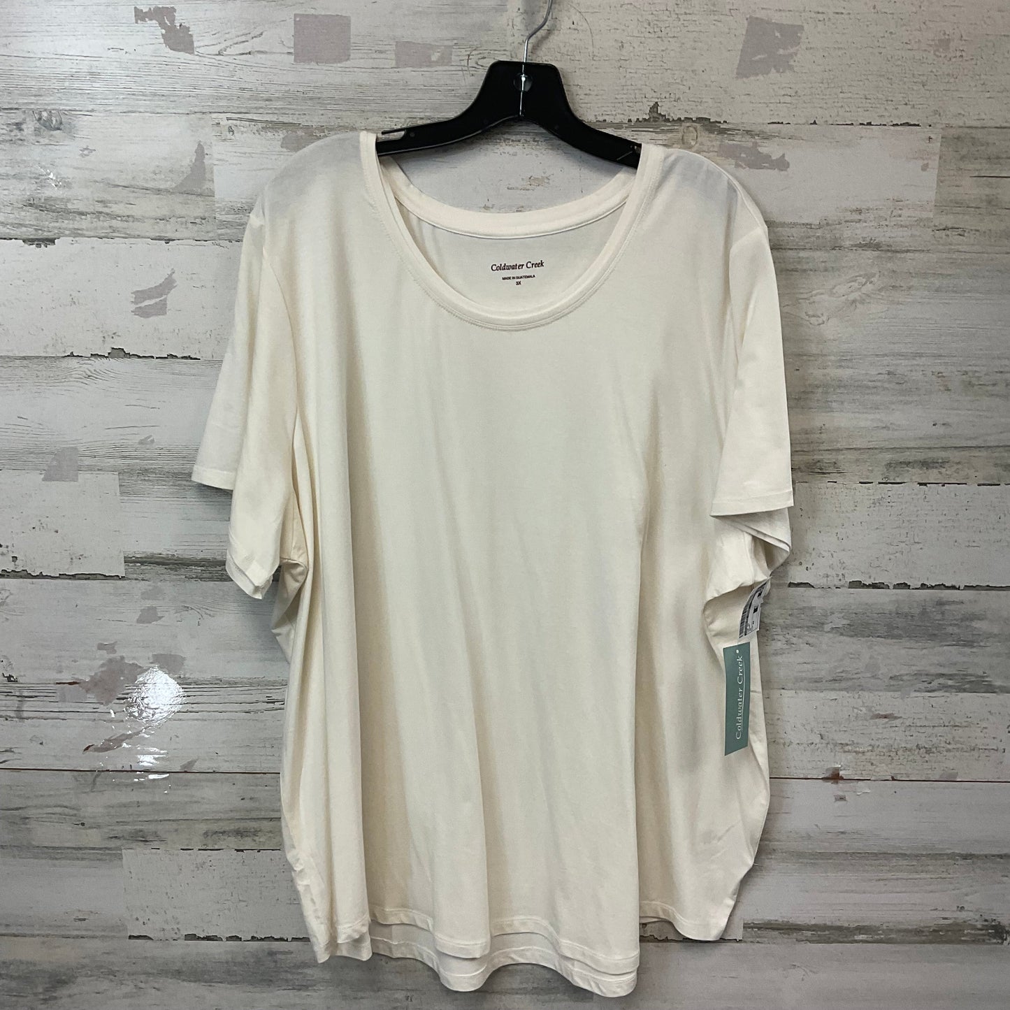 Top Short Sleeve By Coldwater Creek In Cream, Size: 3x