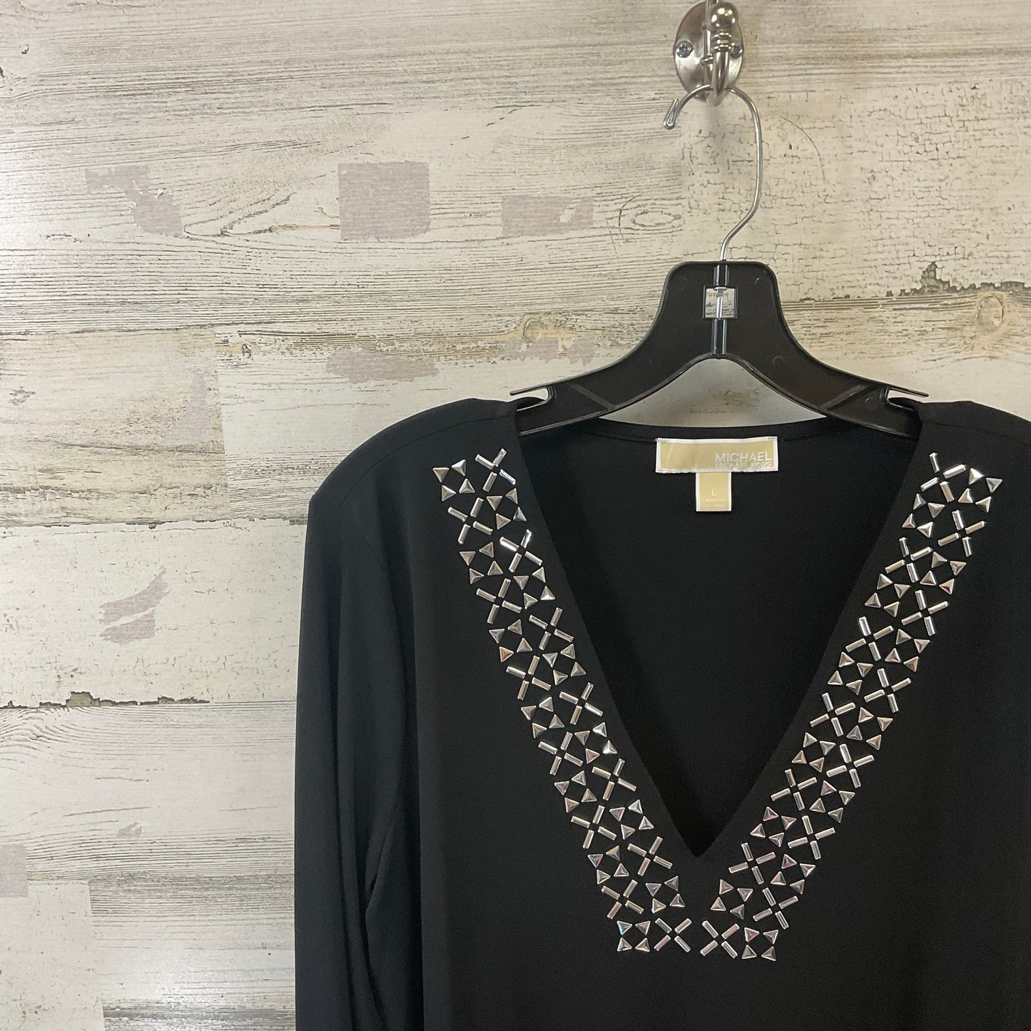 Top Long Sleeve By Michael By Michael Kors In Black, Size: L