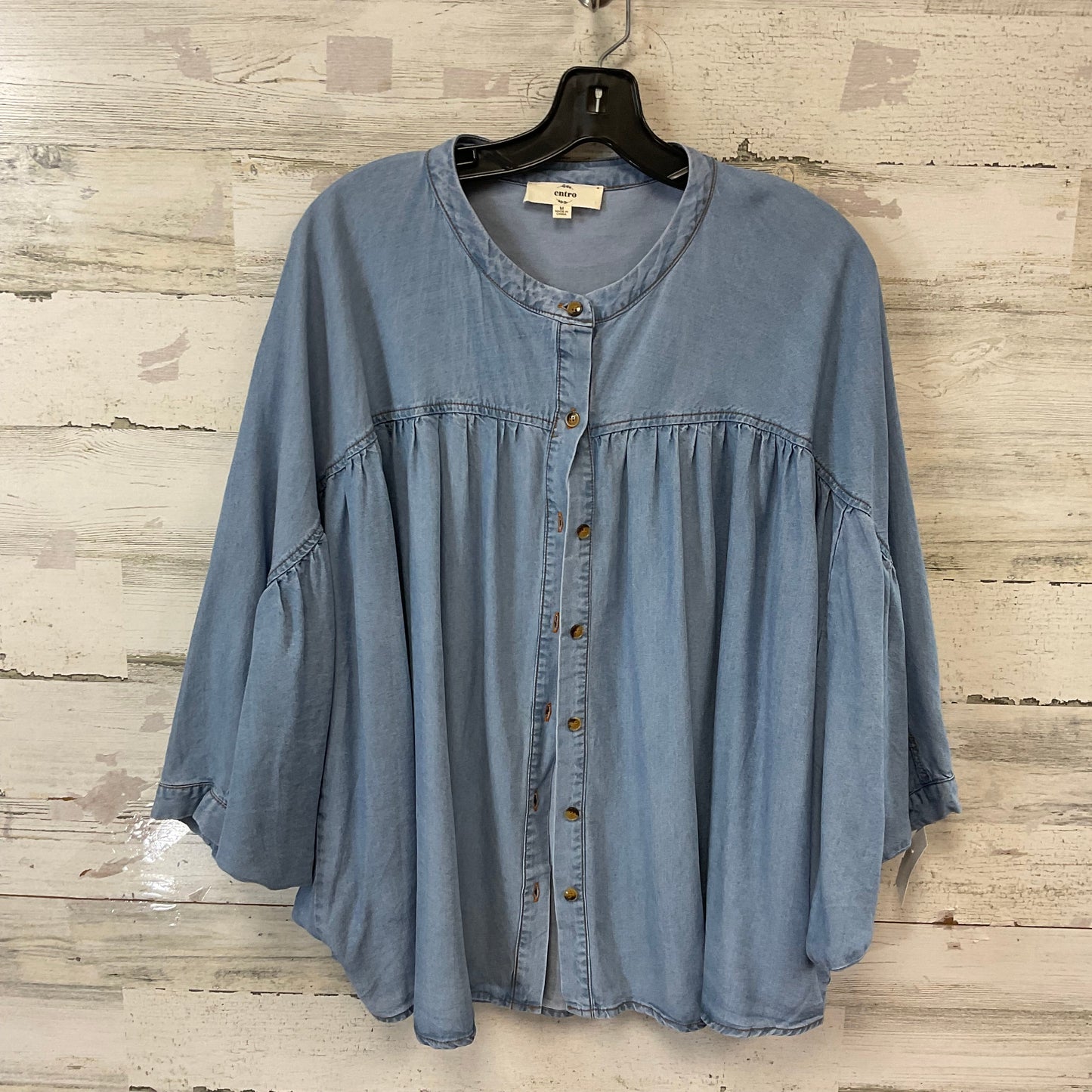 Top Short Sleeve By Entro In Blue Denim, Size: M