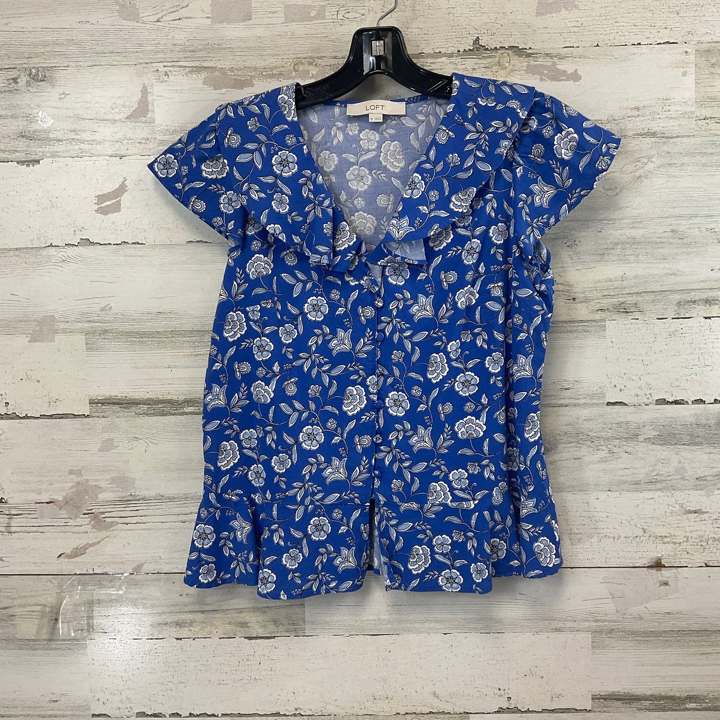 Blouse Short Sleeve By Loft In Blue, Size: Xs