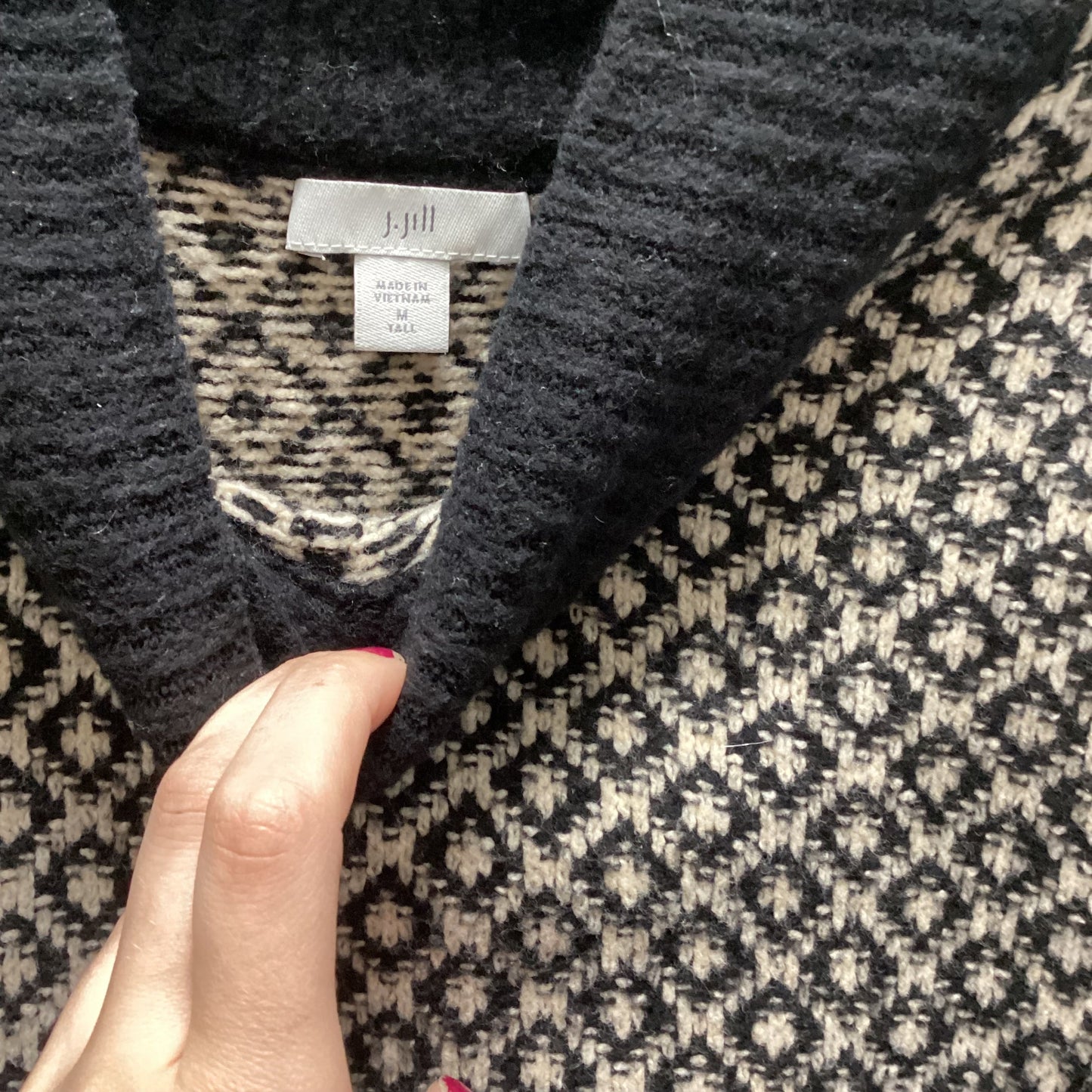 Sweater By J. JILL In Black & Cream, Size: M