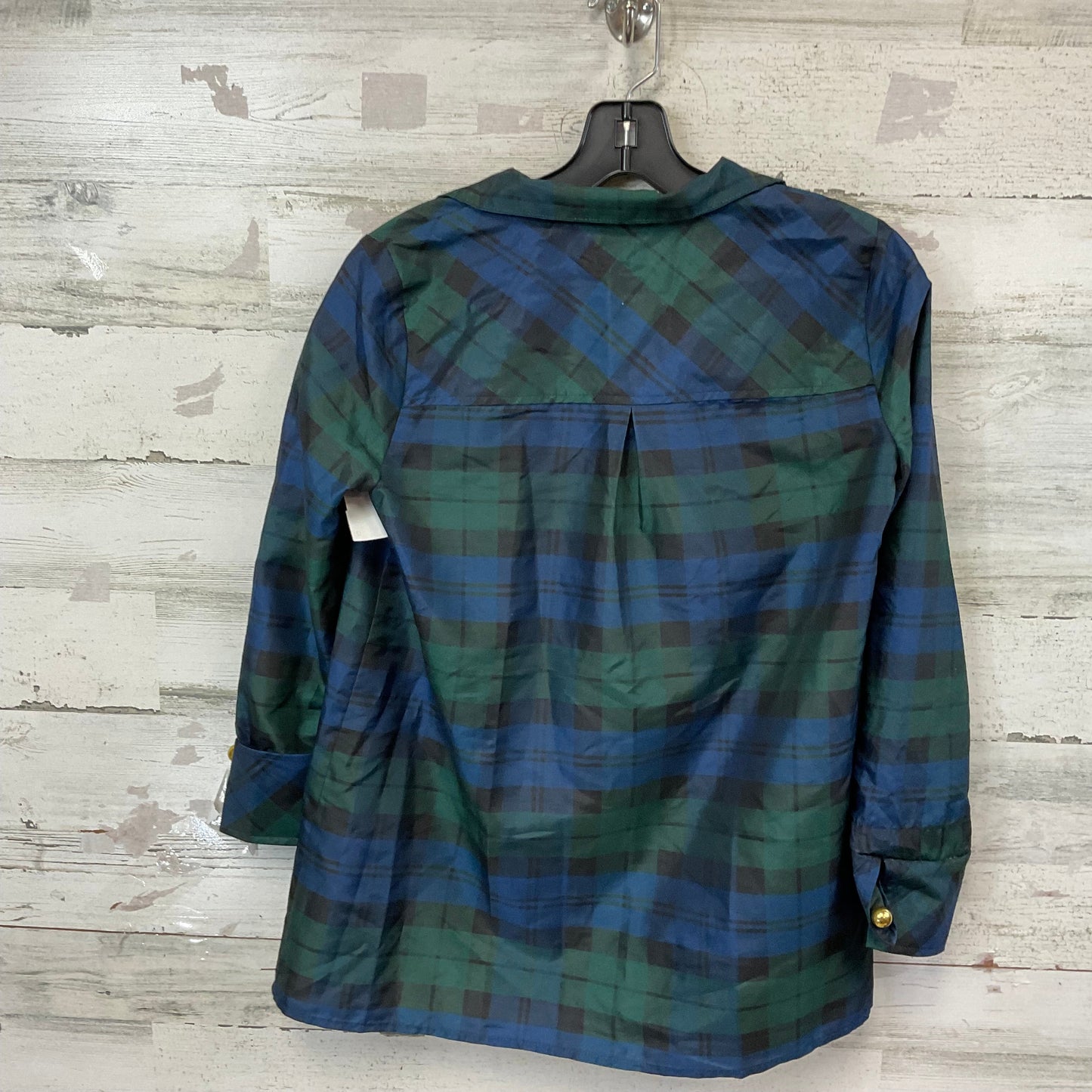 Blouse 3/4 Sleeve By Tuckernuck In Blue & Green, Size: Xxs