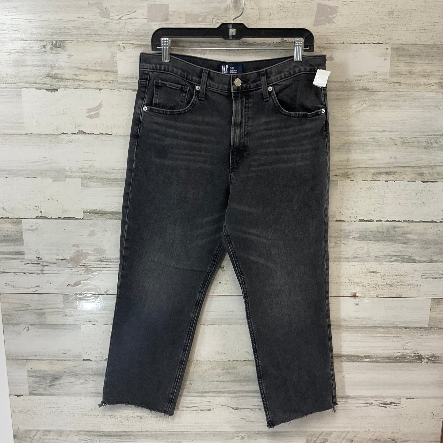 Jeans Straight By Gap In Black Denim, Size: 14