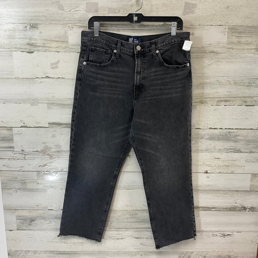 Jeans Straight By Gap In Black Denim, Size: 14