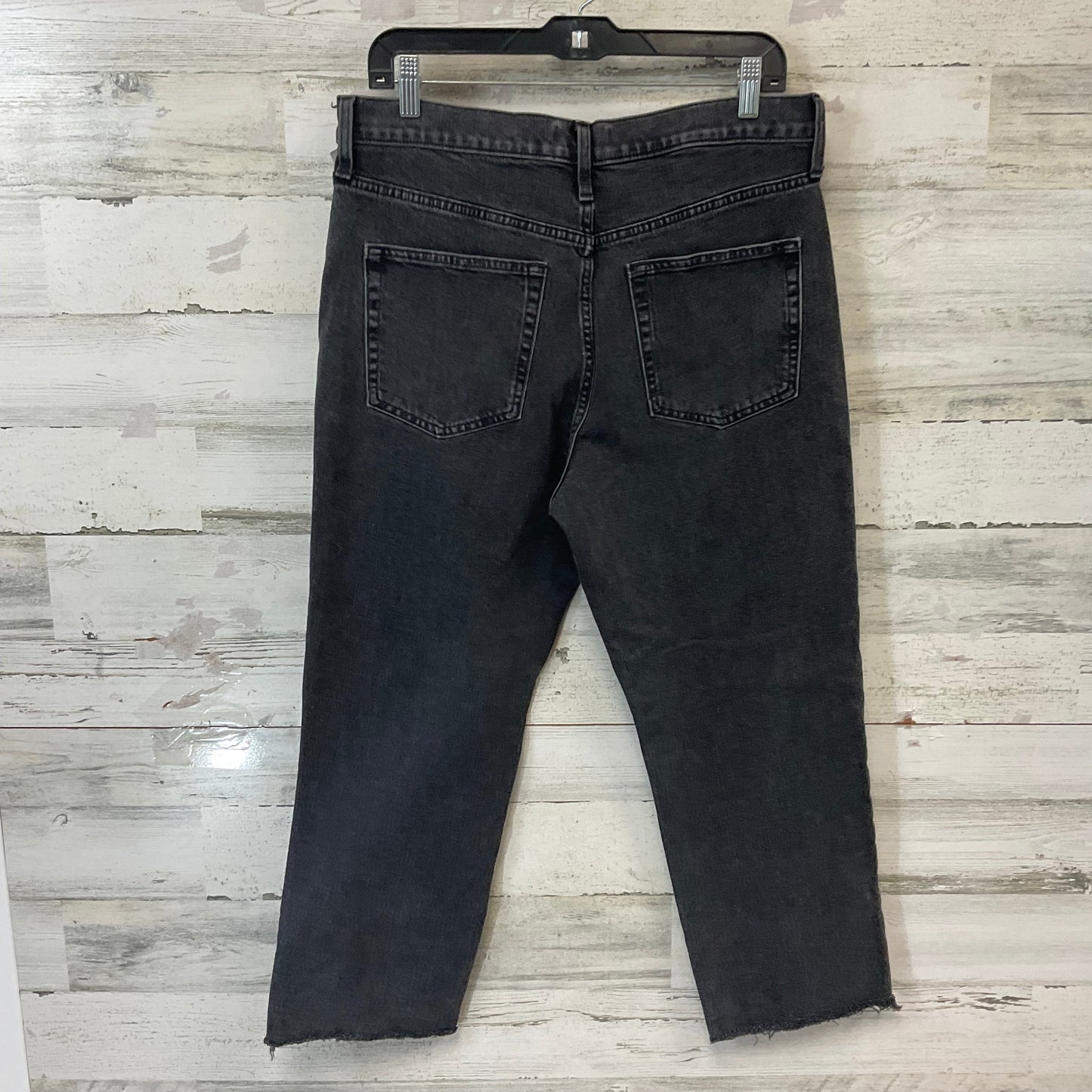 Jeans Straight By Gap In Black Denim, Size: 14