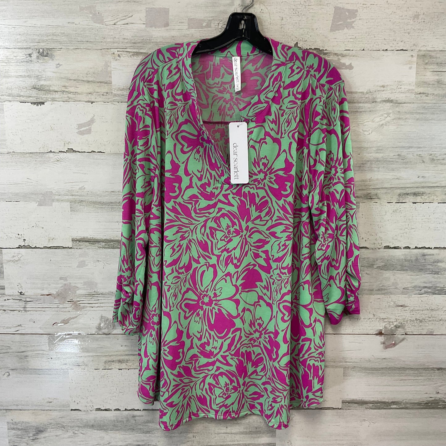 Top 3/4 Sleeve By DEAR SCARLETT  In Green, Size: 2x