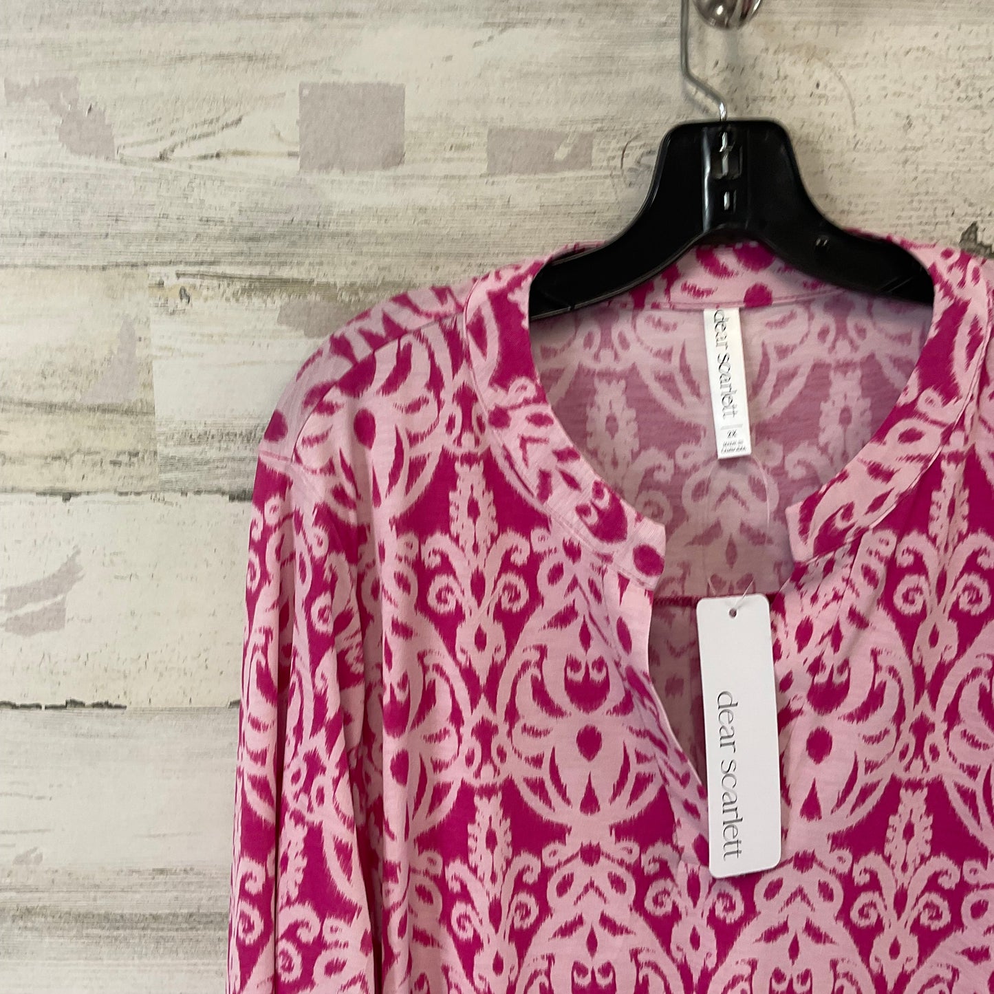 Top 3/4 Sleeve By  DEAR SCARLETT  In Pink, Size: 2x