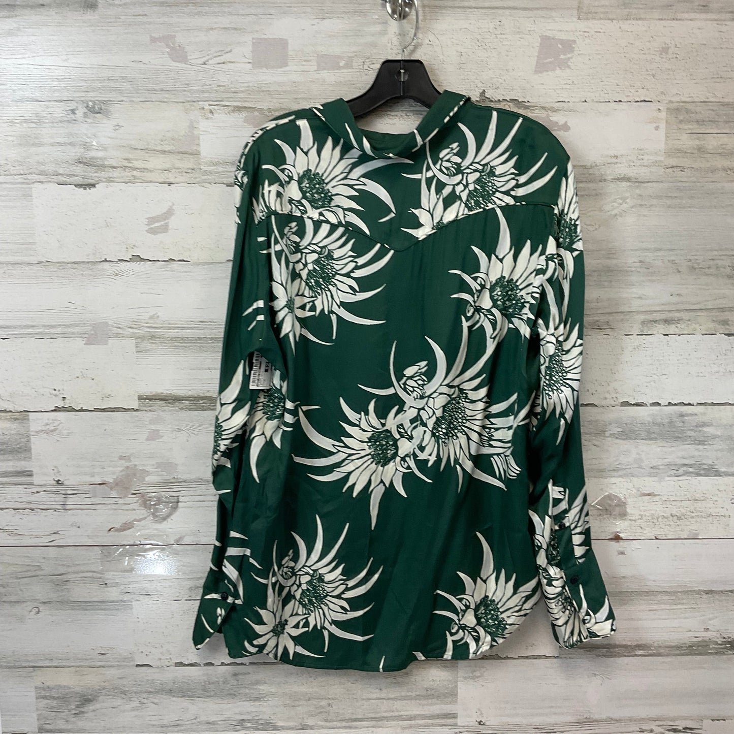 Blouse Long Sleeve By Rag And Bone In Green & White, Size: Xl