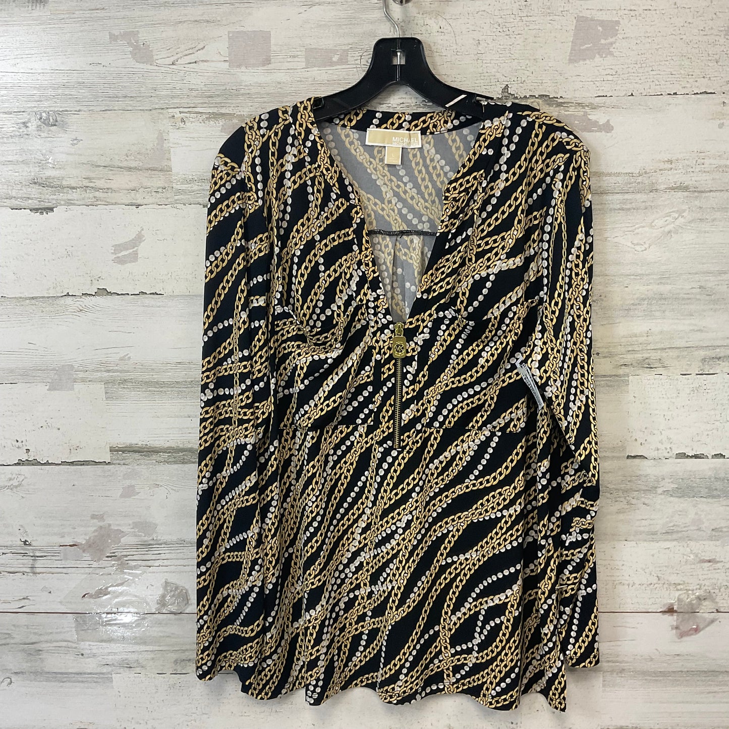 Top Long Sleeve By Michael By Michael Kors In Black & Gold, Size: L