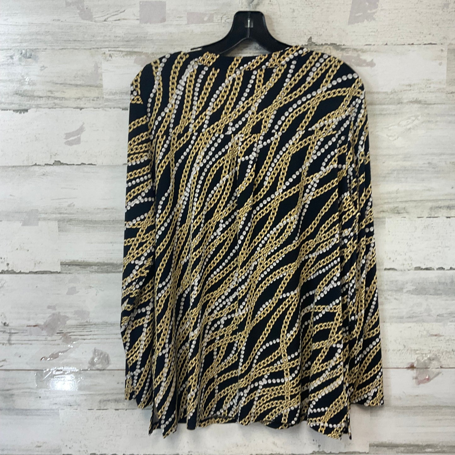 Top Long Sleeve By Michael By Michael Kors In Black & Gold, Size: L