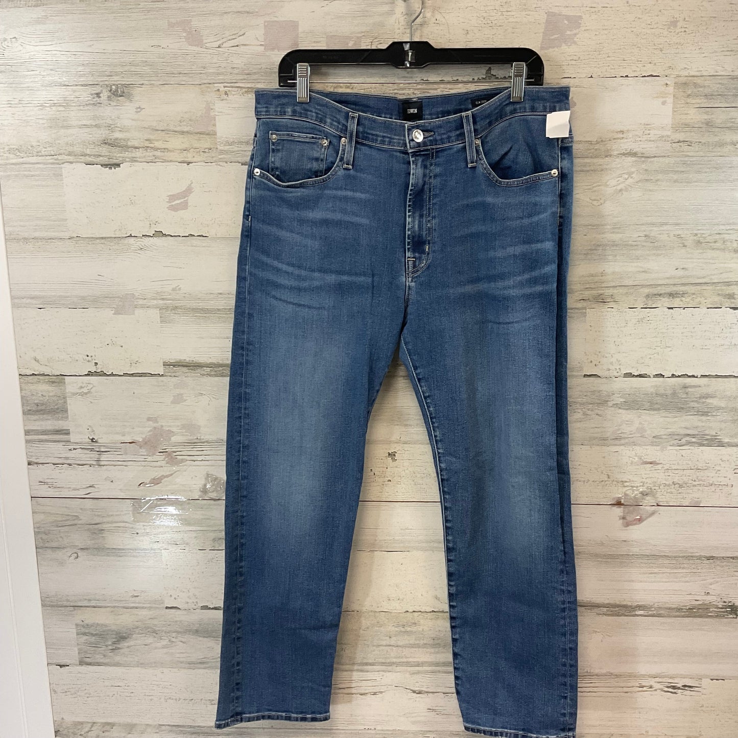 Jeans Straight By Edwin In Blue Denim, Size: 14