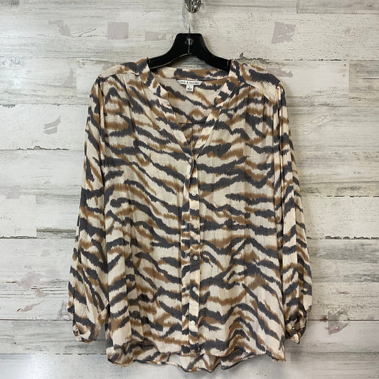 Blouse 3/4 Sleeve By Zac And Rachel In Brown, Size: L