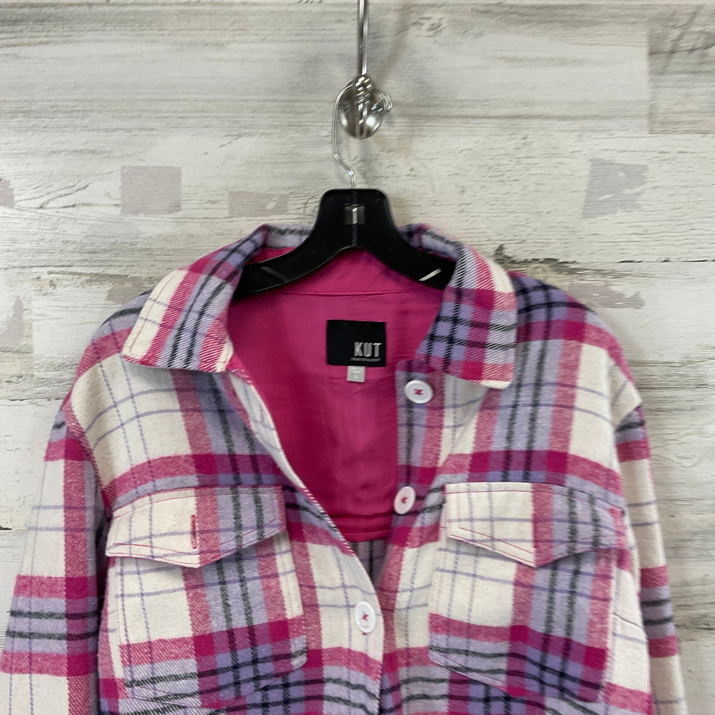 Jacket Shirt By Kut In Pink & Purple, Size: S