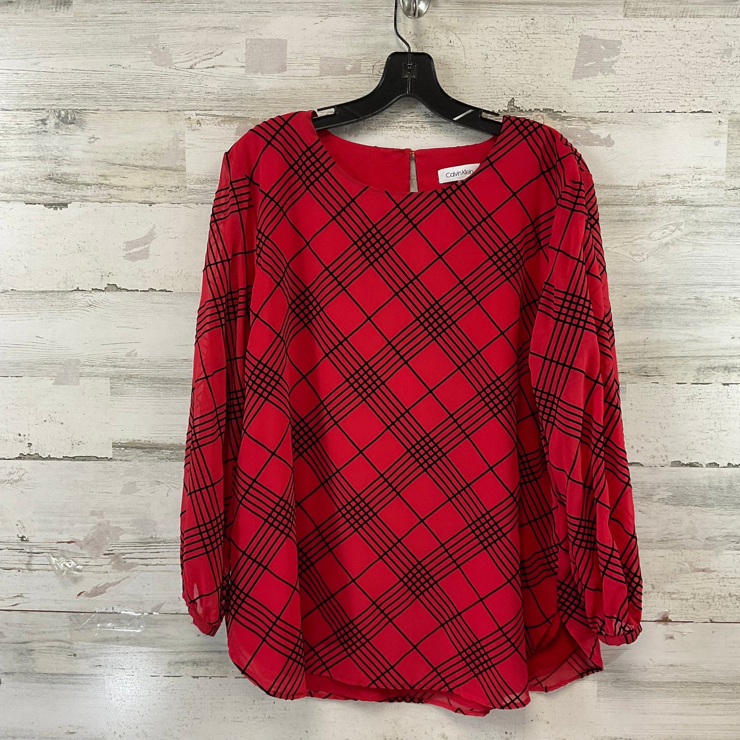 Blouse 3/4 Sleeve By Calvin Klein In Red, Size: L