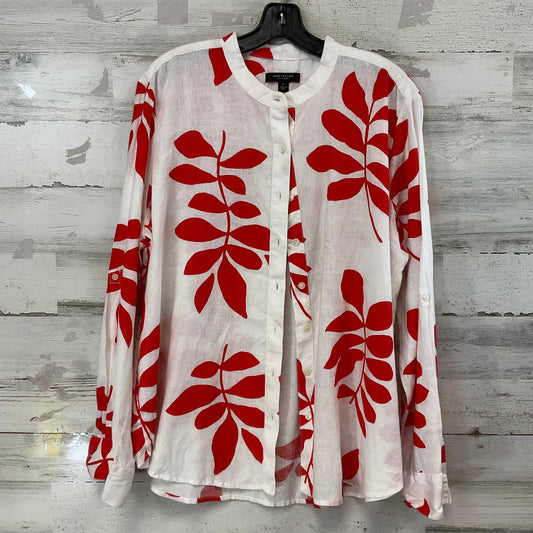 Blouse Long Sleeve By Ann Taylor In White, Size: Xl