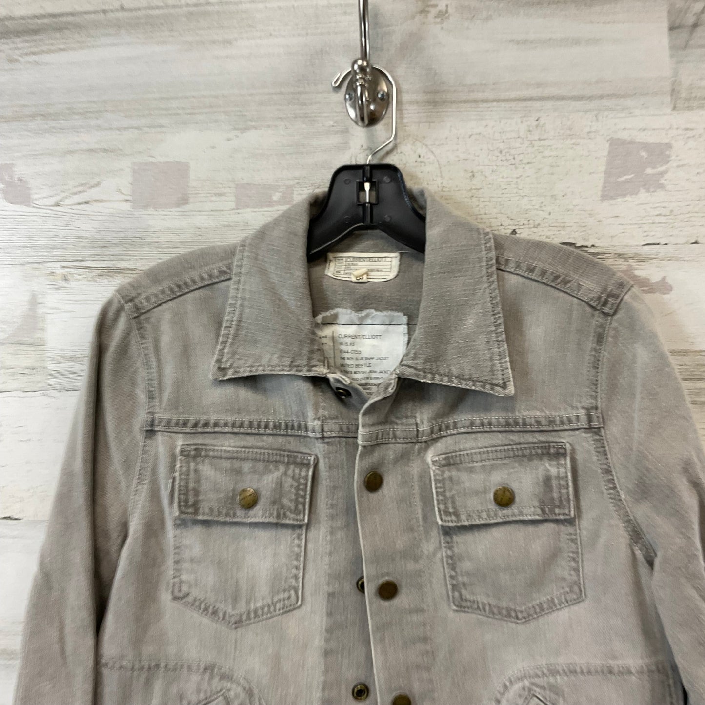 Jacket Denim By Current/elliott In Grey Denim, Size: L