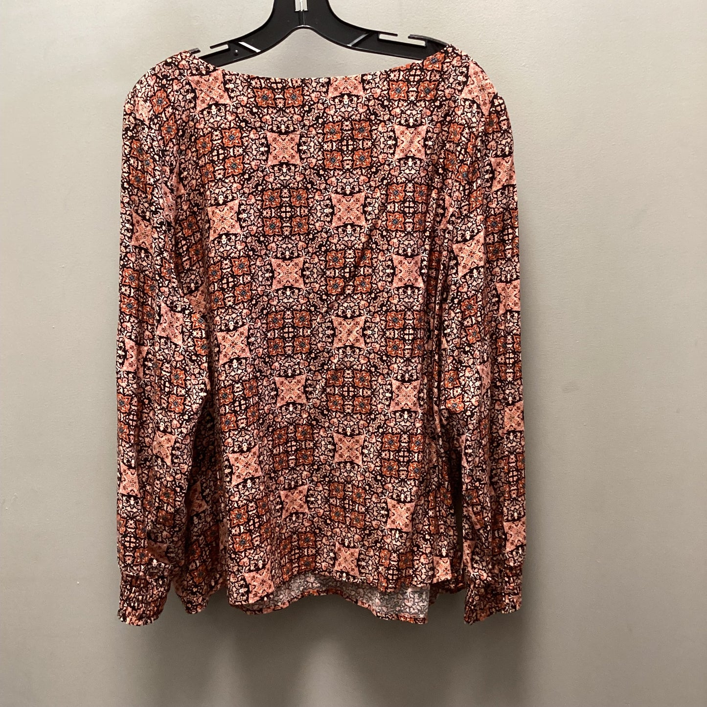 Blouse Long Sleeve By Denim And Co Qvc In Orange, Size: Xl