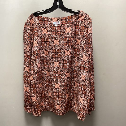 Blouse Long Sleeve By Denim And Co Qvc In Orange, Size: Xl