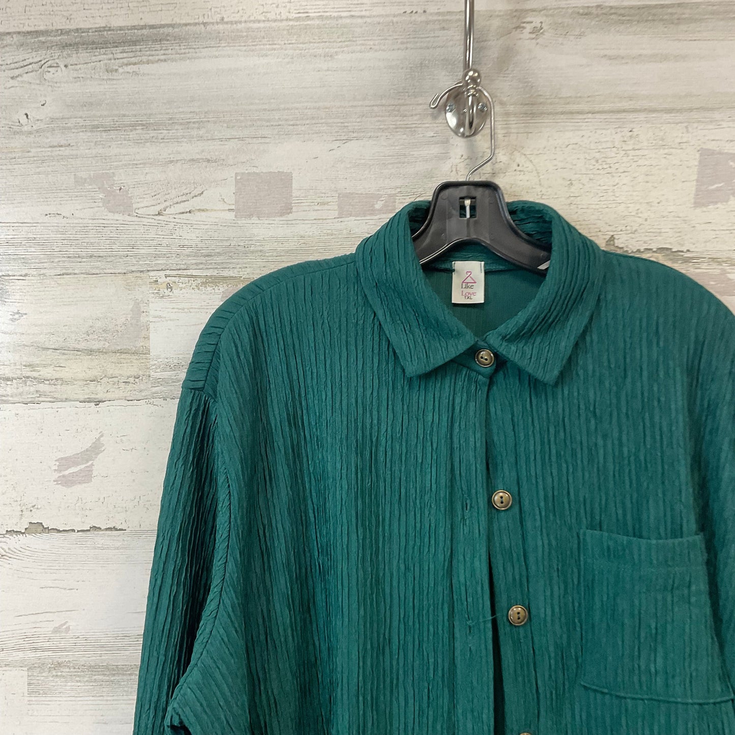 Blouse Long Sleeve By LIKE LOVE In Green, Size: 1x