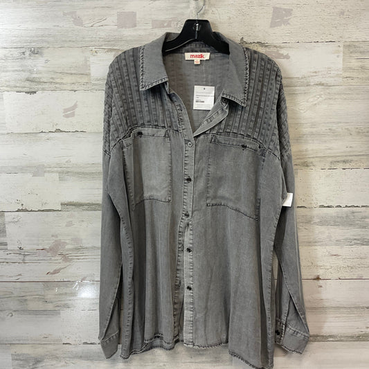 Blouse Long Sleeve By MAZIK In Grey, Size: L