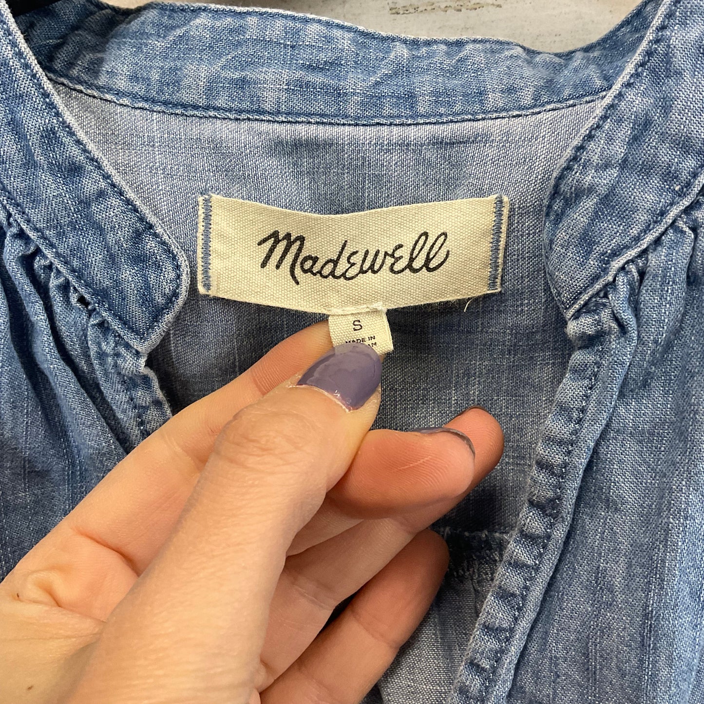 Top Short Sleeve By Madewell In Blue, Size: S