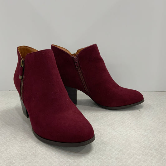 Boots Ankle Heels By Style And Company In Maroon, Size: 9