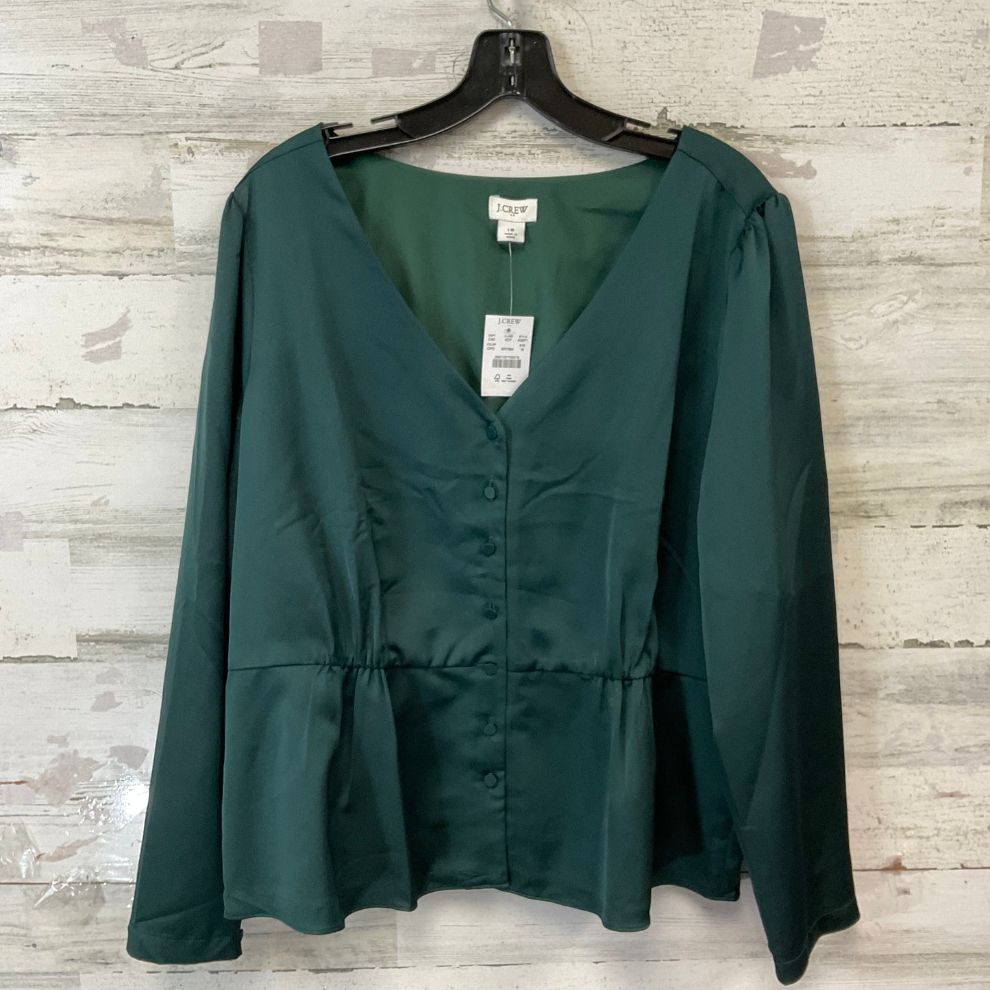 Top Long Sleeve By J. Crew In Green, Size: Xxl