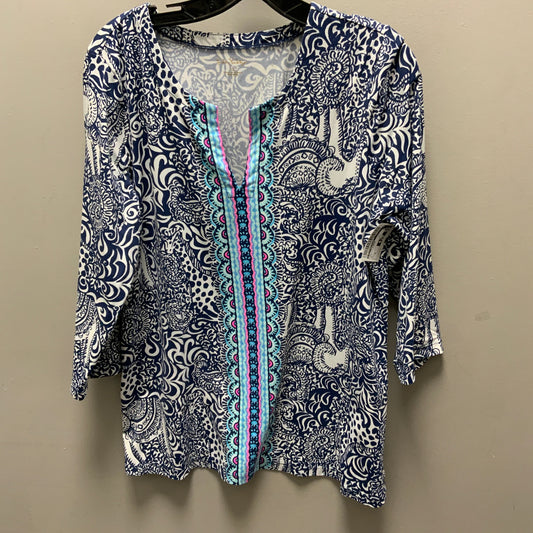 Top 3/4 Sleeve By Lilly Pulitzer In Blue, Size: Xl