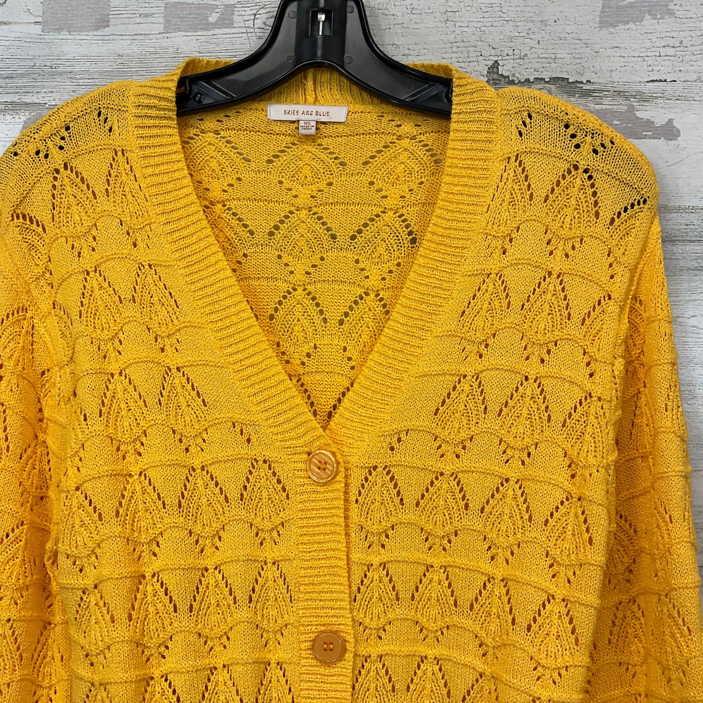 Sweater Cardigan By Skies Are Blue In Yellow, Size: Xs