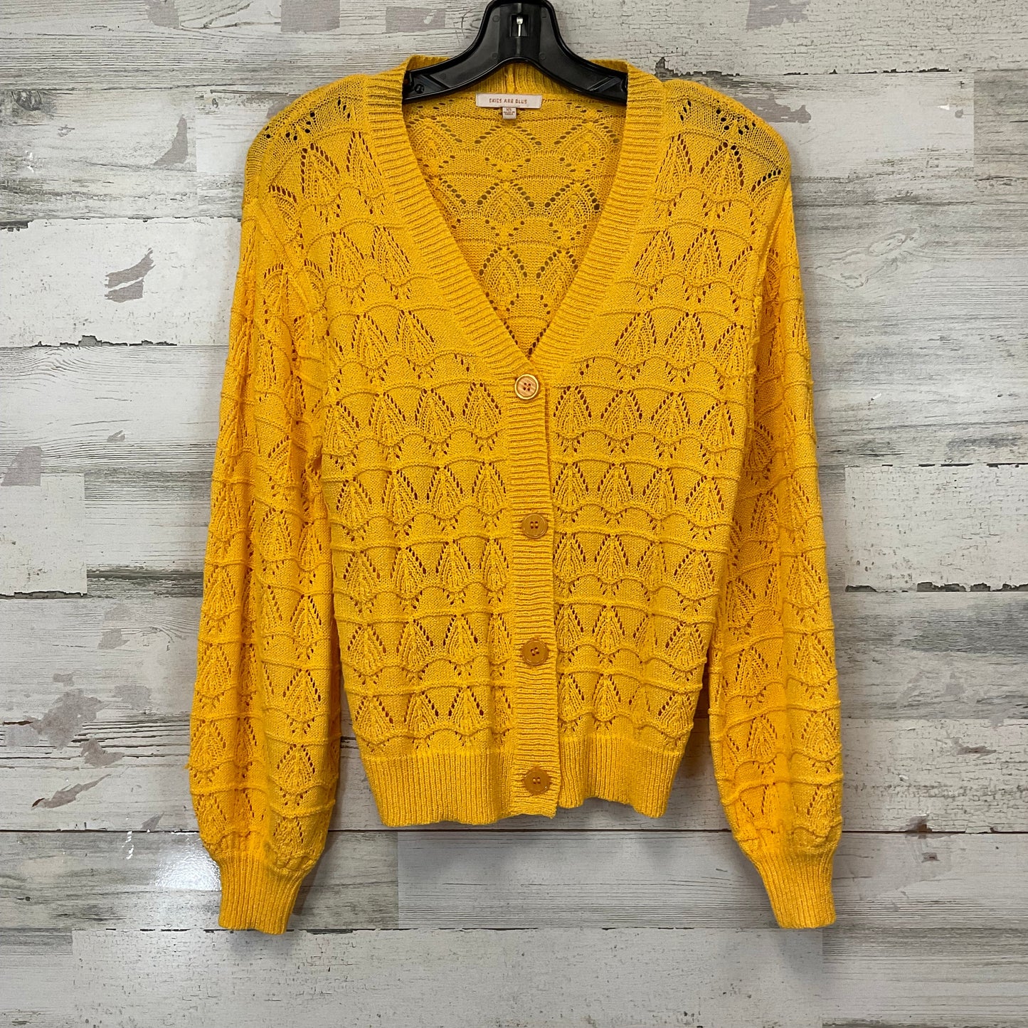 Sweater Cardigan By Skies Are Blue In Yellow, Size: Xs