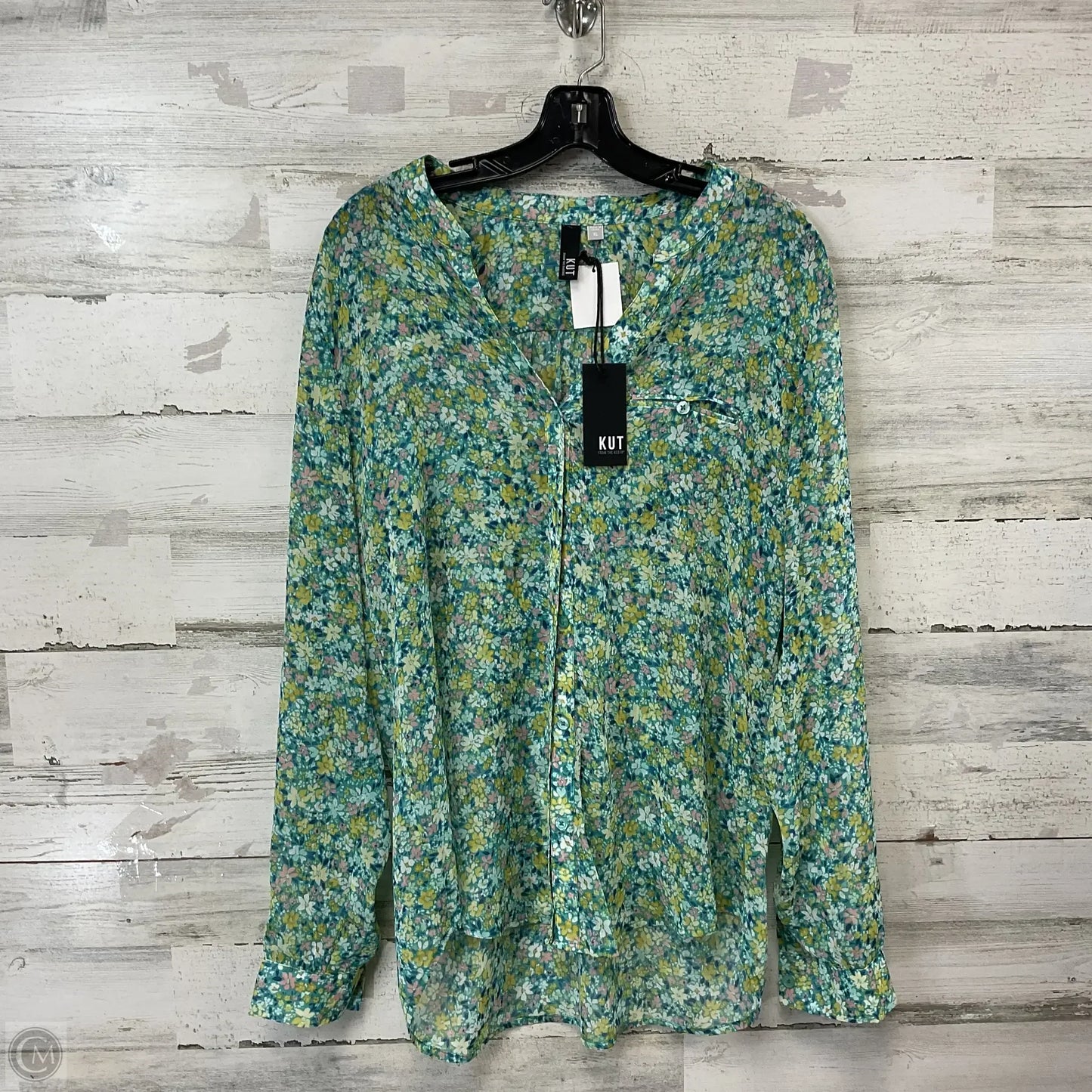 Blouse Long Sleeve By Kut In Green, Size: Xl