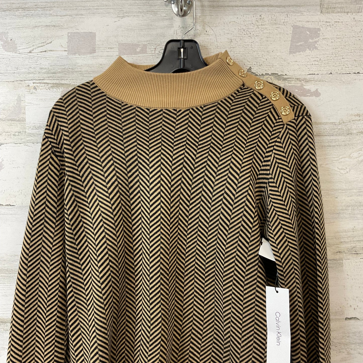 Top Long Sleeve By Calvin Klein In Brown, Size: M