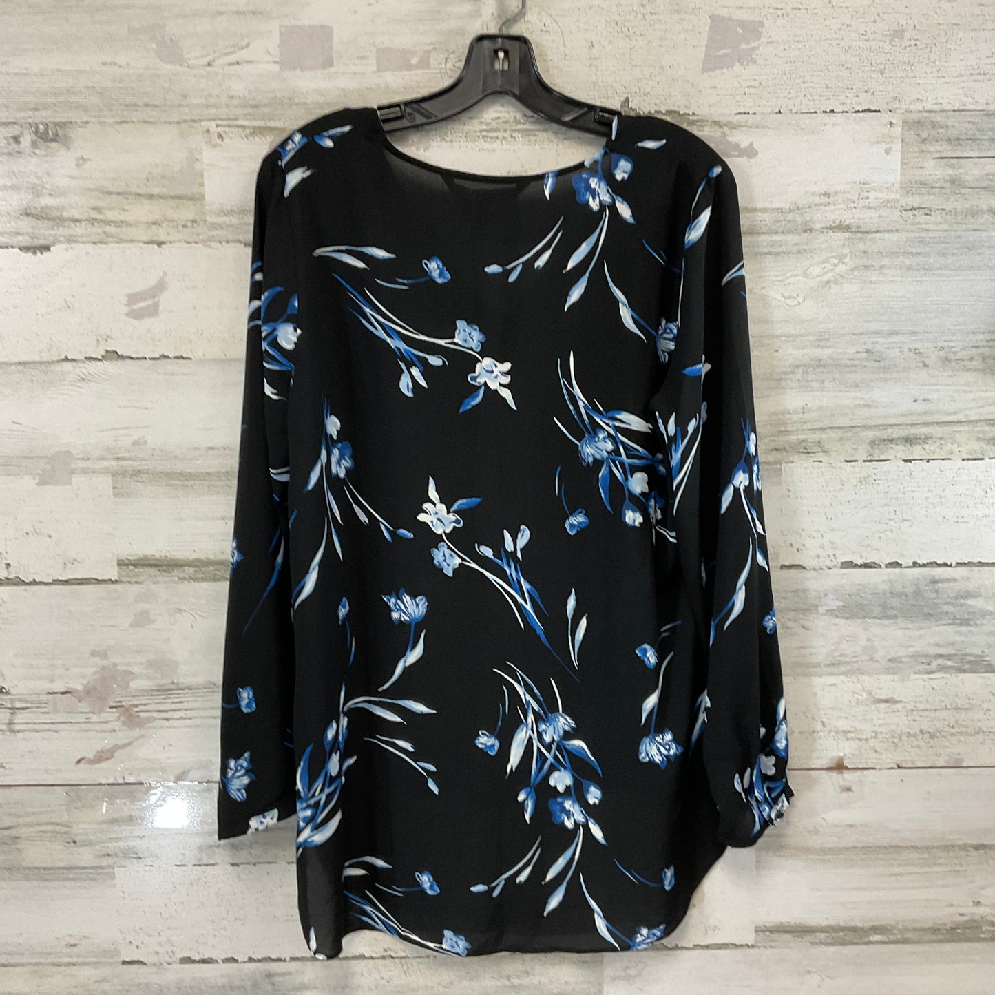 Blouse Long Sleeve By White House Black Market In Black & Blue, Size: M