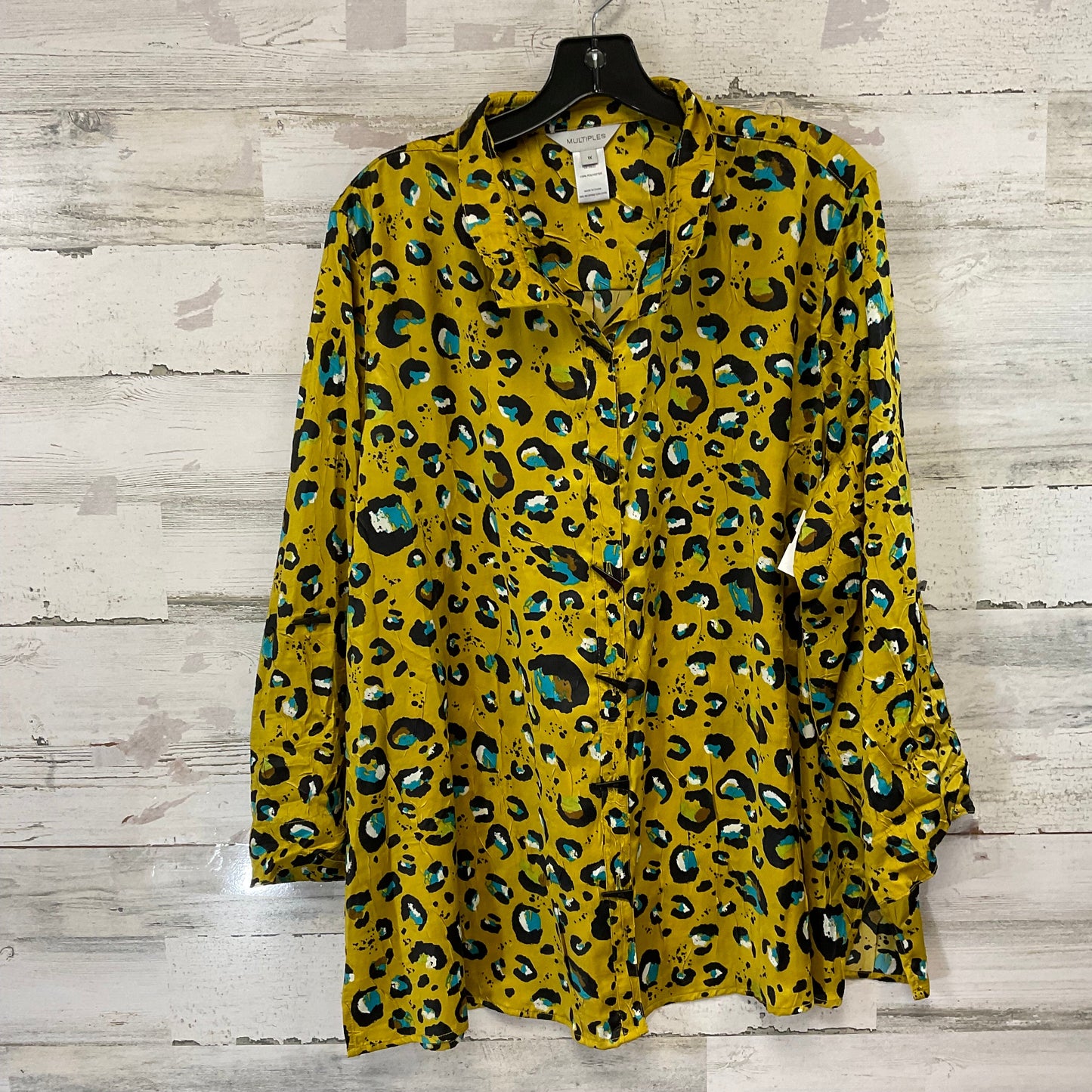 Blouse Long Sleeve By Multiples In Yellow, Size: 1x