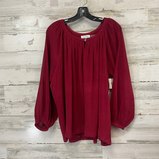 Blouse Long Sleeve By Calvin Klein In Maroon, Size: Xl