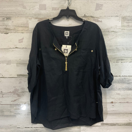 Top Short Sleeve By Anne Klein In Black, Size: 2x