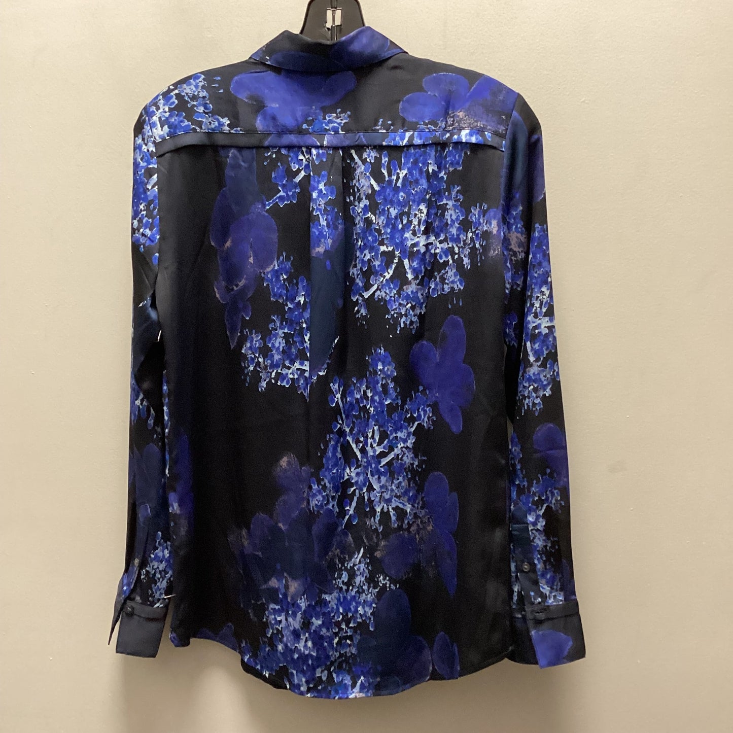 Blouse Long Sleeve By Banana Republic In Black & Blue, Size: Xs