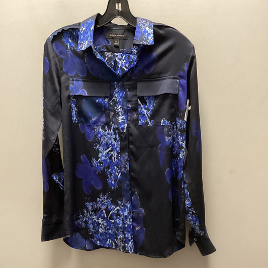 Blouse Long Sleeve By Banana Republic In Black & Blue, Size: Xs