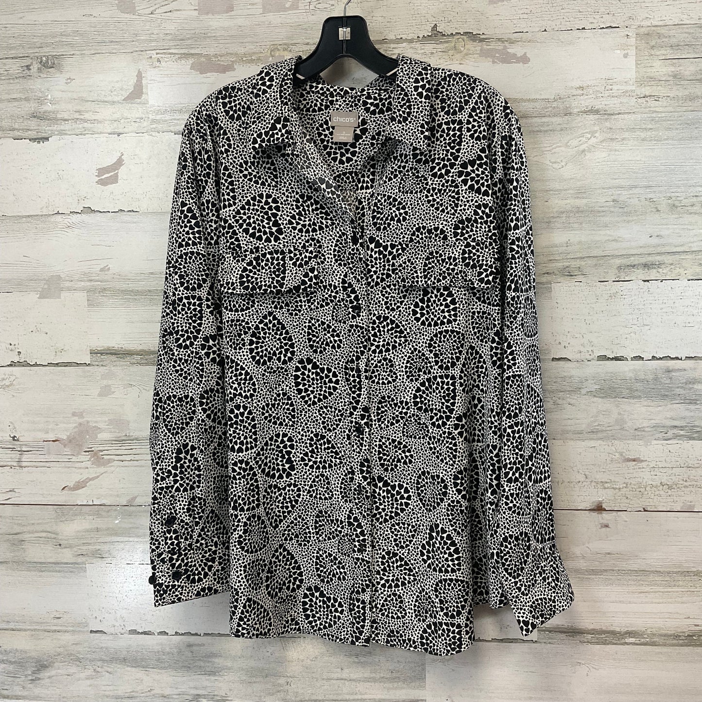 Blouse Long Sleeve By Chicos In Black, Size: Xl