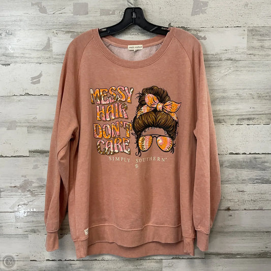 Top Long Sleeve By Simply Southern In Orange, Size: L