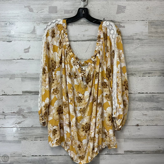 Blouse 3/4 Sleeve By Maurices In Yellow, Size: 3x