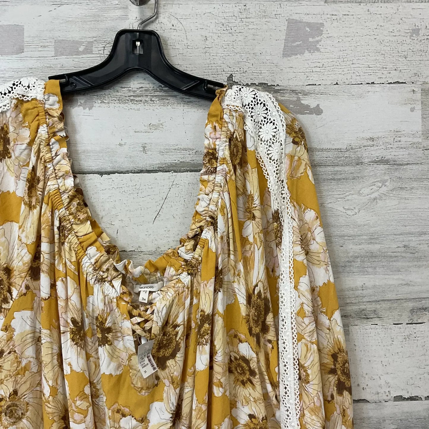 Blouse 3/4 Sleeve By Maurices In Yellow, Size: 3x