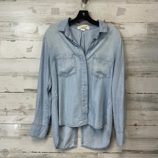 Blouse Long Sleeve By Cloth & Stone In Blue Denim, Size: S