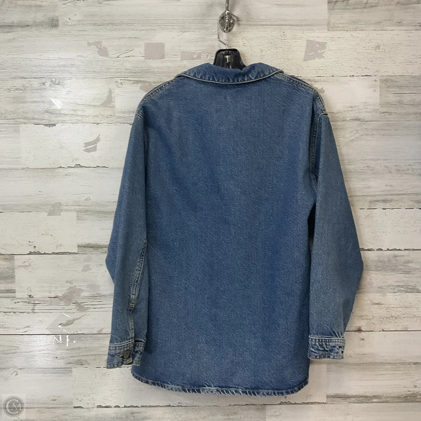 Blouse Long Sleeve By Zara In Blue Denim, Size: S