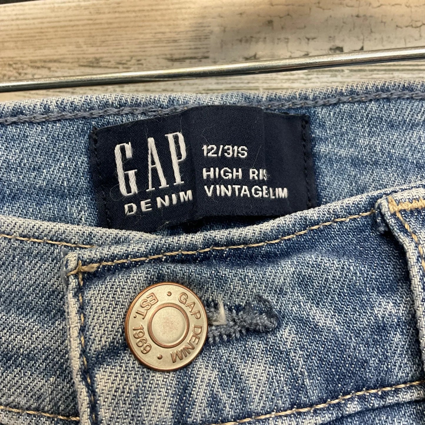 Jeans Skinny By Gap In Blue Denim, Size: 12
